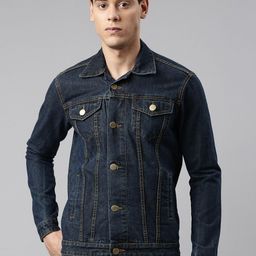 CINOCCI Men Blue Washed Denim Jacket-image-94