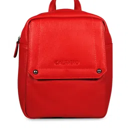 CALFNERO Women Red Textured Backpack-15