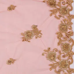 Dupatta Bazaar Peach-Coloured & Gold Embroidered Dupatta with Cutwork Details image 5