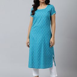 Aurelia Women Green Geometric Print Rayon Straight Kurta-picture-21