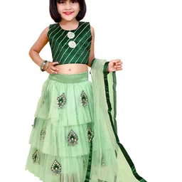 BAESD Girls Embroidered Patchwork Ready to Wear Lehenga & Blouse With Dupatta-picture-37