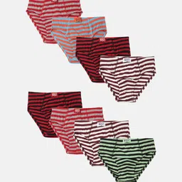 Lux Cozi Kids Pack Of 8 Striped Assorted Anti Odour Cotton Basic Briefs-image-5