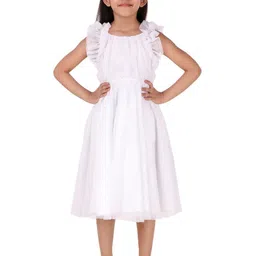 Miyo Girls Flutter Sleeve Ruffled Fit & Flare Dress-image-70