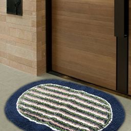 Kuber Industries Set Of 2 Blue Striped Soft Cotton  Doormats-18