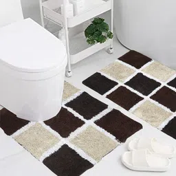 AAZEEM Set Of 2 Checked Cotton Anti-Skid Doormats-9