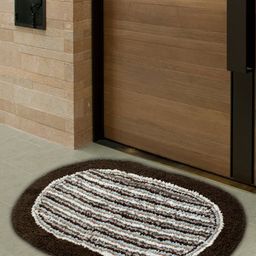 Kuber Industries Set Of 3 Brown Striped Anti-Skid Doormats-52