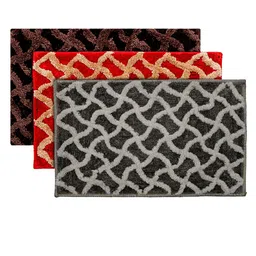 Kuber Industries Set Of 3 Velvet Anti-Skid Doormats-17