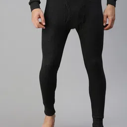 LUX PARKER Men Black Solid Cotton Thermal Bottom-image-46