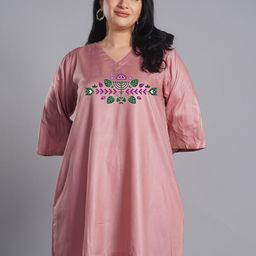 LetsDressUp Plus Size Ethnic Motif Printed V-Neck Three-Quarter Flared Sleeves Kurta-10