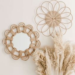 Fermoscapes Daisy Beige Self Design Wall Mirror-image-27