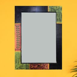 AAKRITI ART CREATIONS Brown & Green Madhubani Painted Handcrafted Wall Mirror-27
