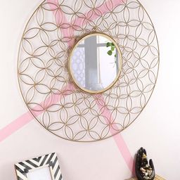 Home Sparkle Gold-Toned Textured Wall Mirrors-34