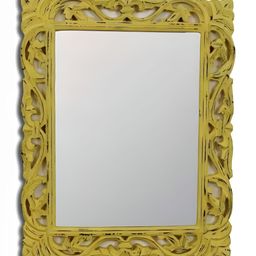 VAS collection home Yellow Ethnic Motifs Textured  Wooden Wall Mirrors-12