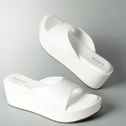Lavie Textured Open Toe Flatform Heels-18