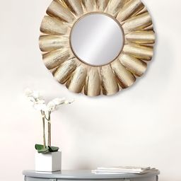 CHRONIKLE Gold Toned Textured Round Decor Wall Mirror-image-86