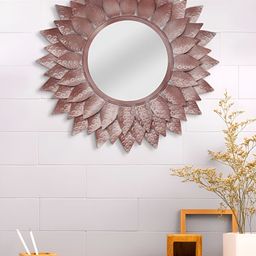 CHRONIKLE Rose Gold Textured Round Decor Wall Mirror-image-98
