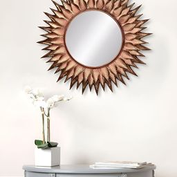 CHRONIKLE Brown & Pink Textured Round Wall Mirror-image-17