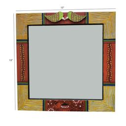 AAKRITI ART CREATIONS Yellow & Red Handcrafted Wall Mirror image 2