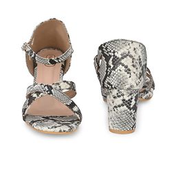 PANAHI Printed Open Toe Block Heels With Backstrap image 5