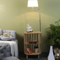 sapphire Small White Iron Shade Shelf Floor Lamp With Wood Base-picture-25