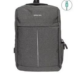ROYAL SON Grey Backpack with USB Charging Port-44