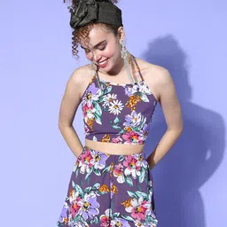 Berrylush Women Purple Floral Printed  Co-Ords-picture-45