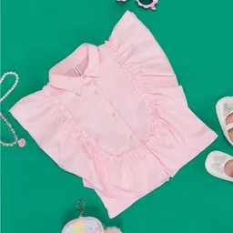 Pantaloons Junior Girls Shirt Collar Ruffles Cotton Shirt Style Top-picture-54
