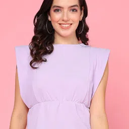 Mast & Harbour Round Neck Extended Sleeves Cinched Waist Top-picture-25