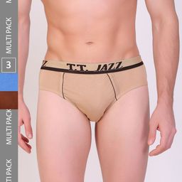 T.T. Men Pack Of 3 Jazz Pure Cotton Mid-Rise Combed Basic Briefs-picture-19