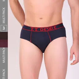 T.T. Men Pack Of 3 Desire Pure Cotton Basic Briefs-picture-19