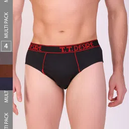 T.T. Men Pack Of 4 Desire Mid-Rise Combed Cotton Basic Briefs-44