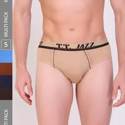 T.T. Men Pack Of 5 Jazz Pure Cotton Mid-Rise Basic Briefs JAZ_BR_TE_PO5_MIX2_80-picture-56
