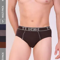 T.T. Men Pack Of 5 Assorted 100% Combed Cotton Desire Basic Briefs-picture-55
