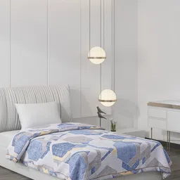 Monte Carlo Grey & Blue Geometric AC Room 120 GSM Single Bed Comforter-image-12