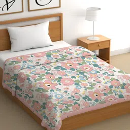 CHHAVI INDIA Pink & White Floral Cotton AC Room 350 GSM Single Bed Comforter-image-19