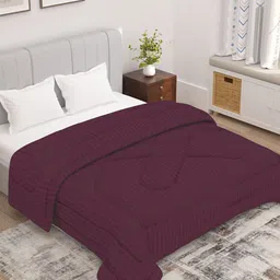 Story@home Maroon Striped 180 GSM Ac Room Reversible Double Bed Comforter-image-45