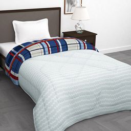 Story@home Blue & White Checked AC Room Single Bed Comforter-image-24