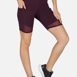IMPERATIVE Women Maroon Solid Slim-Fit Biking Short-picture-25
