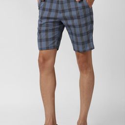 Peter England Men Blue Checked Slim Fit Shorts-image-81