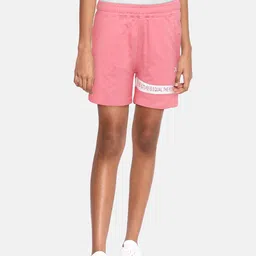 HRX by Hrithik Roshan Girls Pink & White Striped Detail Cotton Shorts-55