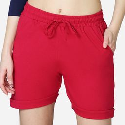 VStar Women Red Lounge Cotton Shorts-image-28