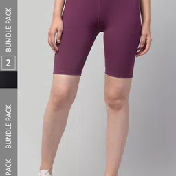 Apraa & Parma Women Pack of 2 Skinny Fit High-Rise Running Sports Shorts-image-84