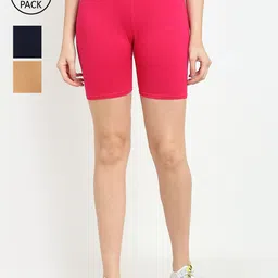 Jinfo Women Pack Of 3 Cycling Sports Shorts-picture-29