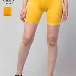 Apraa & Parma Women Yellow Slim Fit Cotton Cycling Sports Shorts-image-54