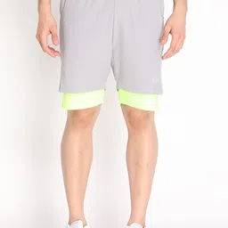 CHKOKKO Men Grey Solid Mid Rise  Double Layered Regular Fit Running Sports Shorts-picture-15