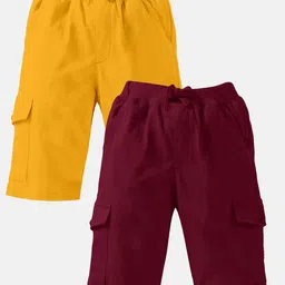 KiddoPanti Boys Pack Of 2 Pure Cotton Cargo Shorts-26