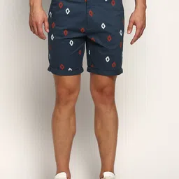 SHOWOFF Men Geometric Printed Mid Rise Cotton Chinos Shorts-image-17