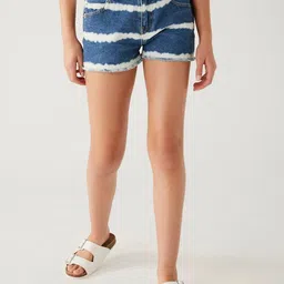 Marks & Spencer Girls Blue Printed High-Rise Denim Shorts-image-15