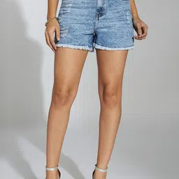 Miss Chase Women Washed High-Rise Denim Shorts-image-87
