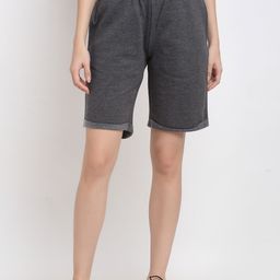 DOOR74 Women Charcoal Loose Fit Regular Shorts-image-49